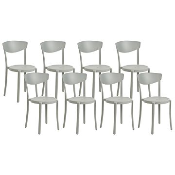 Set Of 8 Garden Chairs Light Grey Polypropylene Lightweight Weather Resistant Plastic Indoor Outdoor Modern Beliani