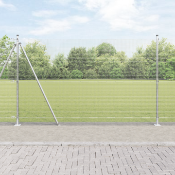 Vidaxl Welded Wire Fence With 13 Flanged Posts 1.4x50 M Galvanised Steel