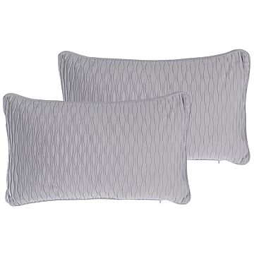 Set Of 2 Decorative Cushions Grey Pattern Rectangular 30 X 50 Cm Modern Traditional Decor Accessories Beliani