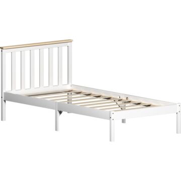 Vida Designs Milan Single Wooden Bed, Low Foot, White & Pine