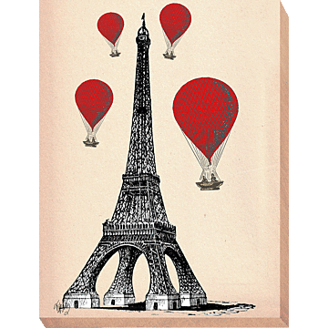Red Hot Air Balloons & Iconic Buildings I - Canvas Print