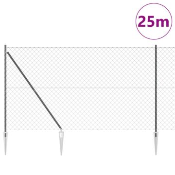 Vidaxl Chain Link Fence With 13 Spike Posts 1.6x25 M Galvanised Steel
