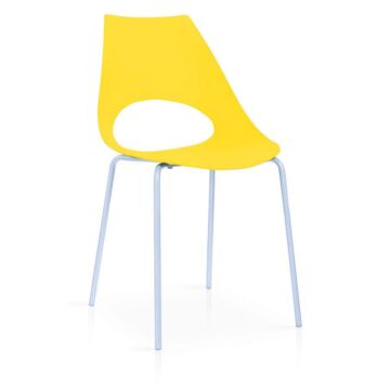 Orchard Plastic (pp) Chairs Yellow With Metal Legs Chrome 6s