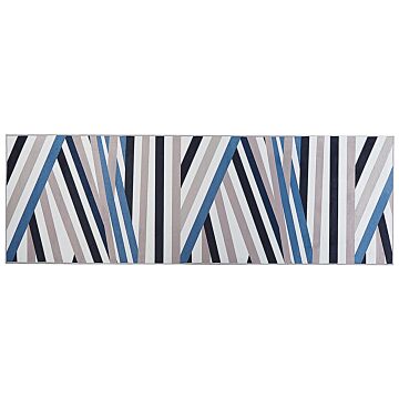Runner Rug Multicolour Polyester 80 X 240 Cm Geometric Striped Pattern Anti-slip Bottom Modern Hallway Beliani