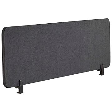 Desk Screen Dark Grey Pet Board Fabric Cover 130 X 40 Cm Acoustic Screen Modular Mounting Clamps Home Office Beliani