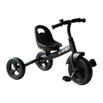 Homcom Ride On Tricycle 3 Wheels Plastic Pedal Trike For Kids Over 18 Months , Black