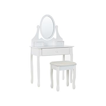 Dressing Table White Mdf Solid Wood 137 X 80 Cm 3 Drawers Living Room Furniture Glam Design Bedroom Beliani
