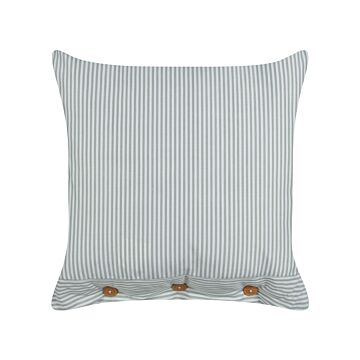 Decorative Cushion Green And White Striped Pattern 45 X 45 Cm Buttons Modern Décor Accessories Bedroom Living Room Beliani