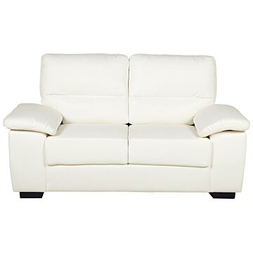 Sofa Cream 2 Seater Faux Leather Living Room Beliani