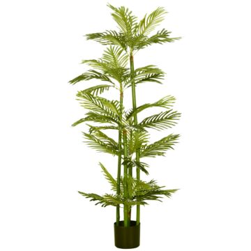 Homcom Artificial Plant Tropical Palm In Pot, Fake Plants For Home Indoor Outdoor Decor, 15x15x140cm