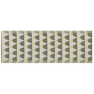 Outdoor Area Rug Grey And Yellow Synthetic Materials Rectangular 60 X 105 Cm Triangle Pattern Balcony Accessories Beliani