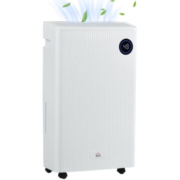 Homcom 5500ml Portable Dehumidifier With Air Purifier, Uvc, Ioniser, 24h Timer, 5 Modes, 16l/day, For Home Laundry, White