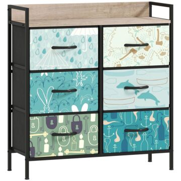 Homcom 6-drawer Chest Of Drawers - Blue