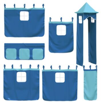 Vidaxl Bunk Bed With Slide And Curtains Blue 80x200 Cm