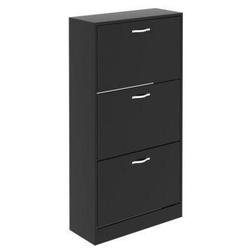 Vida Designs 3 Drawer Shoe Cabinet, Black