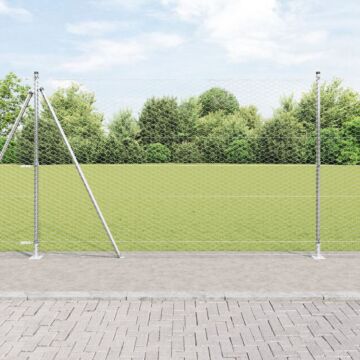 Vidaxl Hexagon Fence 1.6x50 M Galvanised Steel, Vidaxl Fence Posts With Base Plates 13 Pcs Ø32mm 88.5cm Galvanised Steel