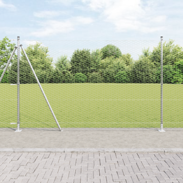 Vidaxl Hexagon Fence 1.6x50 M Galvanised Steel, Vidaxl Fence Posts With Base Plates 13 Pcs Ø32mm 88.5cm Galvanised Steel
