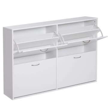 Homcom Shoe Cabinet, 120lx24wx81h Cm, Particle Board-white