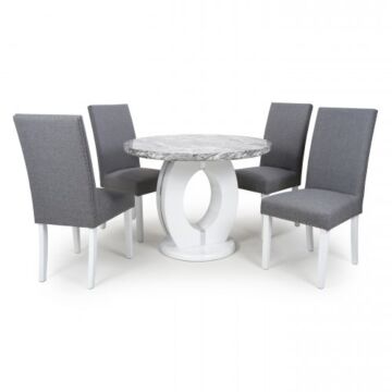 Neptune Round & 4 Randall Steel Grey Dining Set