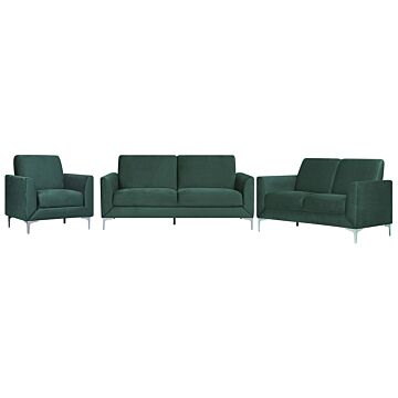 Sofa Set Green Velvet Upholstery 3 + 2 + 1 Seater Glam Beliani