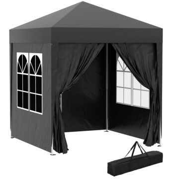 Outsunny 2x2m Garden Pop Up Gazebo Shelter Canopy W/ Removable Walls And Carrying Bag For Party And Camping, Black