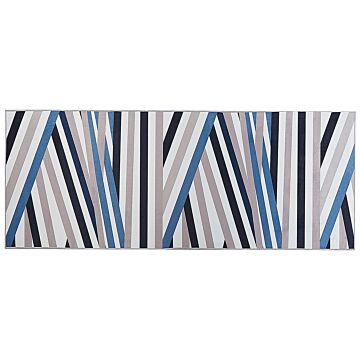 Runner Rug Multicolour Polyester 80 X 200 Cm Geometric Striped Pattern Anti-slip Bottom Modern Hallway Beliani