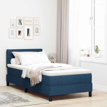 Vidaxl Box Spring Bed With Mattress & Led Blue 80x200 Cm Fabric