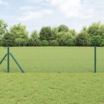Vidaxl Welded Wire Fence With 13 Posts Green 0.5x100 M Steel