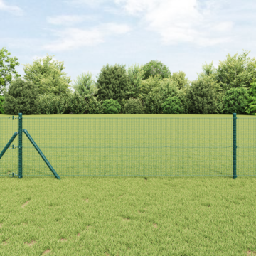 Vidaxl Welded Wire Fence With 13 Posts Green 0.5x100 M Steel