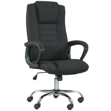 Vinsetto Linen-look Swivel Office Chair - Black