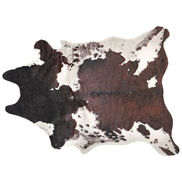Area Rug Brown And White Faux Cowhide Leather 130 X 170 Cm Irregular Modern Rustic Beliani