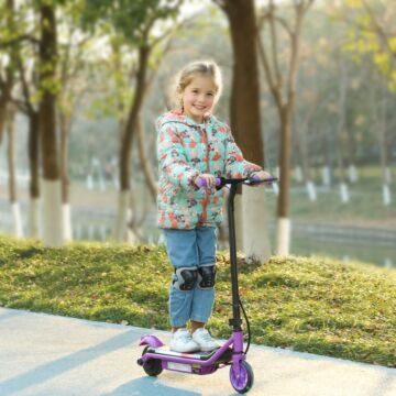 Aiyaplay Electric Scooter For Kids Ages 6-14, With Dual Brakes, Flash Wheel And Colourful Light, Kids Electric Scooter E Scooter, Up To 12 Km/h & 10 Km, Purple
