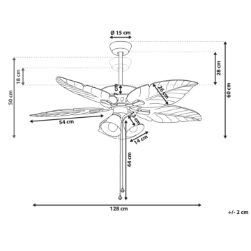Ceiling Fan With Light Silver Metal Wooden Leaf-shaped Reversible Blades With Pull Chain Speed Control Retro Design Beliani
