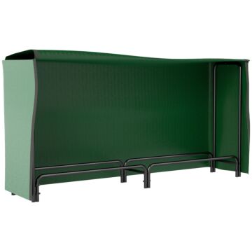 Outsunny Firewood Rack With Waterproof Cover, Heavy Duty Metal Log Store Indoors, Log Storage Holder For Outdoor Indoor Fireplace, 200 X 36 X 99 Cm, Dark Green
