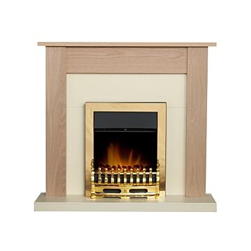 Adam Southwold Fireplace In Oak & Cream With Blenheim Electric Fire In Brass, 43 Inch