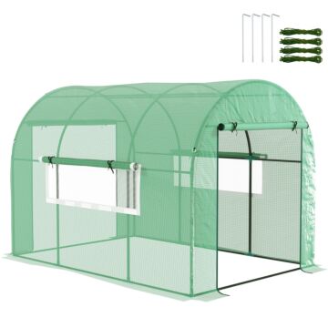Outsunny 300 X 200cm Walk-in Polytunnel Greenhouse - Green