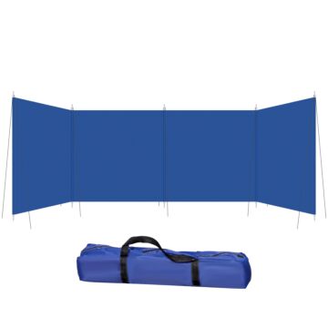Outsunny Camping Windbreak, Foldable Portable Wind Blocker W/ Carry Bag And Steel Poles, Beach Sun Screen Shelter Privacy Wall, 620cm X 150cm