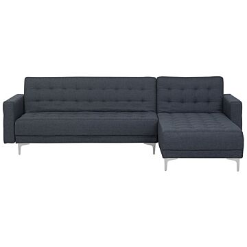 Corner Sofa Bed Dark Grey Tufted Fabric Modern L-shaped Modular 4 Seater Left Hand Chaise Longue Beliani