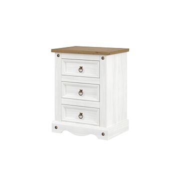 Corona White 3 Drawer Bedside Cabinet