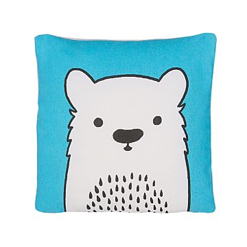 Kids Cushion Blue Fabric Bear Image Pillow With Filling Soft Children's Toy Beliani
