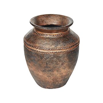 Decorative Vase Copper Terracotta Distressed Effect Painted Vintage Look Jug Shape Beliani