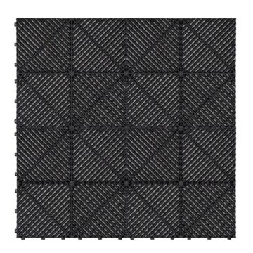 Vented Garage Floor Tiles X 120 With Edges - Black