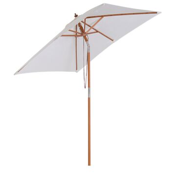 Outsunny 2m X 1.5m Patio Garden Parasol Sun Umbrella Sunshade Canopy Outdoor Backyard Furniture Fir Wooden Pole 6 Ribs Tilt Mechanism - Cream White