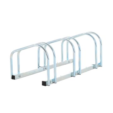 Homcom Bike Stand Parking Rack Floor Or Wall Mount Bicycle Cycle Storage Locking Stand 76l X 33w X 27h (3 Racks, Silver)