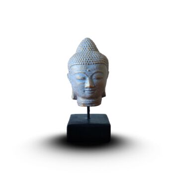 Stillness Buddha Head On Stand - Blue Copper