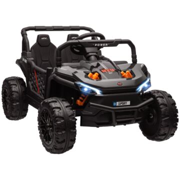 Aiyaplay 12v Battery Powered Ride On Truck W/ Remote, 4 Suspension Wheels, Horn Lights Music Usb, For 3-5 Years Old - Black