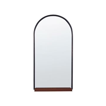Wall Mirror With Shelf Black And Copper Metal 40 X 67 Cm Oval Shape Hanging Hallway Decoration Beliani