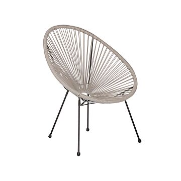 Garden Chair Light Grey Pe Rattan Papasan Modern Round Indoor Outdoor Beliani
