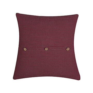 Decorative Cushion Red Striped Buttons Square 45 X 45 Cm Modern Décor Campanula Beliani