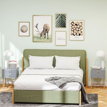 Homcom Set Of Two Elegant Bedside Tables - Grey/gold-tone